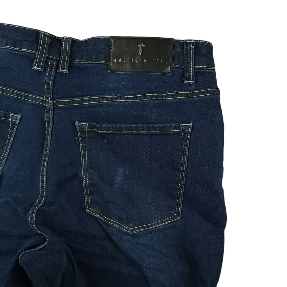 American Tall Jeans 34x36 Mens Carman Tapered Fit Low Rise Stretch Onyx Blue - Picture 11 of 12